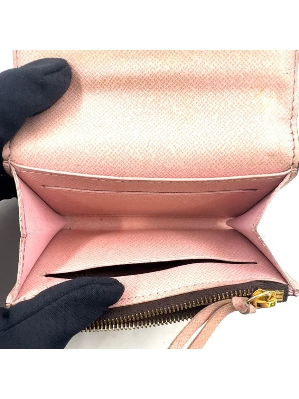 Louis Vuitton Porte-Monnaie Rosalie Damier Ebene Rose Ballerine Leather Brown